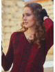 V Neck Sash Tie Midi Flared Red Dress